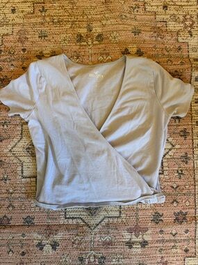 Hollister blue Wrap Short Sleeve Crop Top with ties